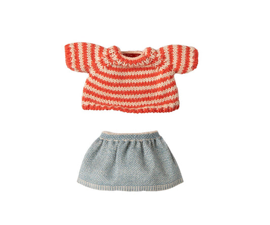 Maileg - Kläder till Storasyster, Stickad tröja och Kjol