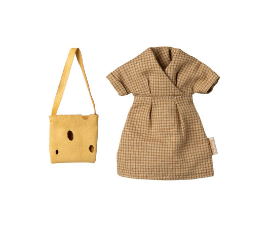 Maileg - Kläder till Mamma, Klänning med Ostväska