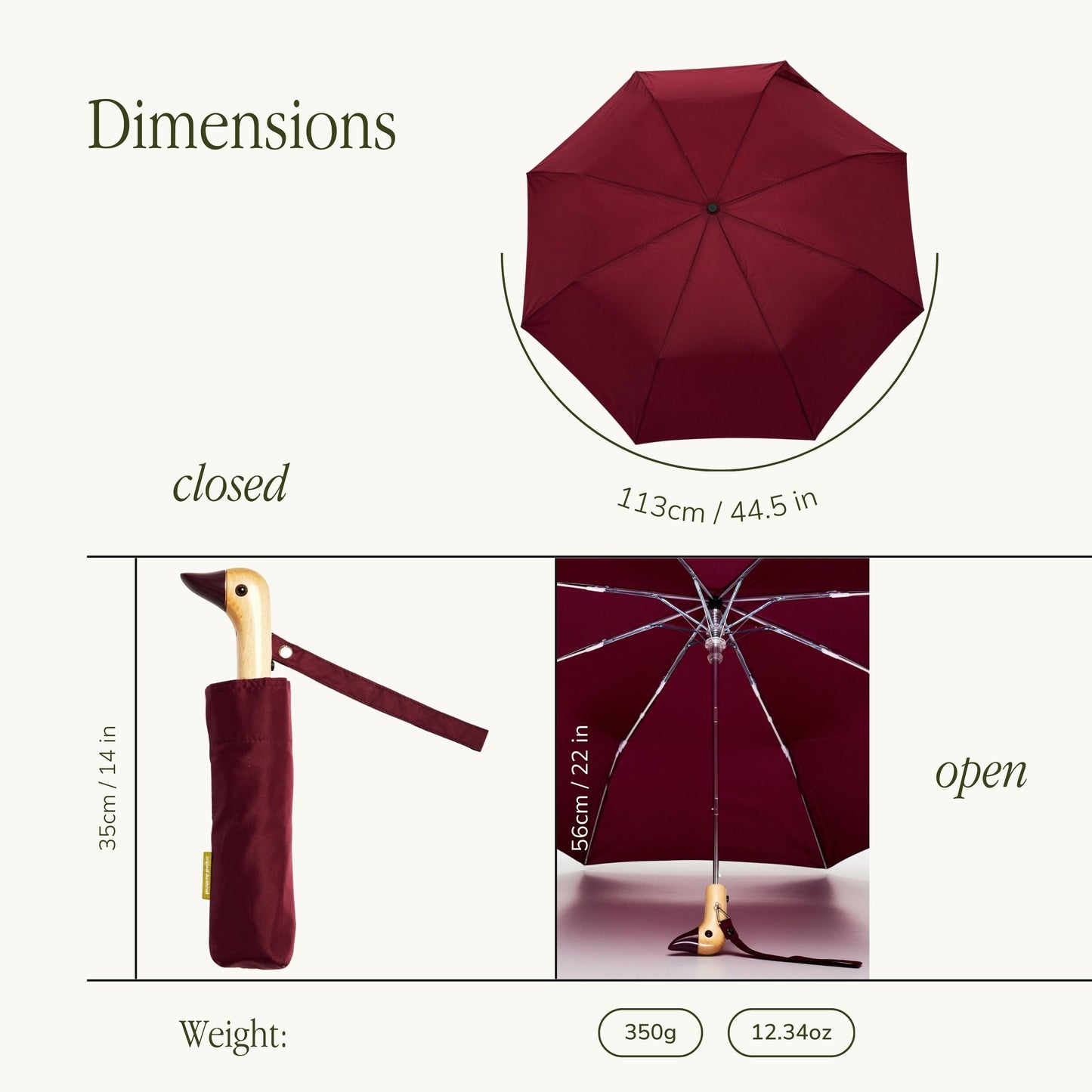 Duck Umbrella - Vinröd