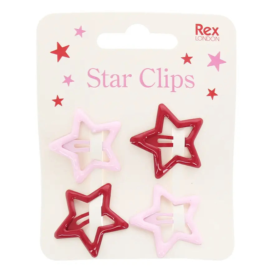 Star Hair Clips Pink/Red