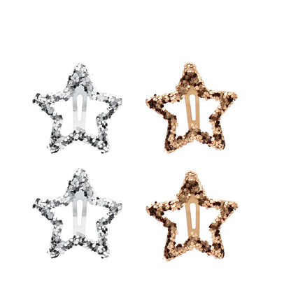 Star Hair Clips Glitter