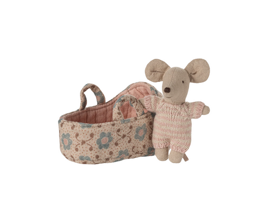 Maileg - Baby Mus i Bärlift, Rosa