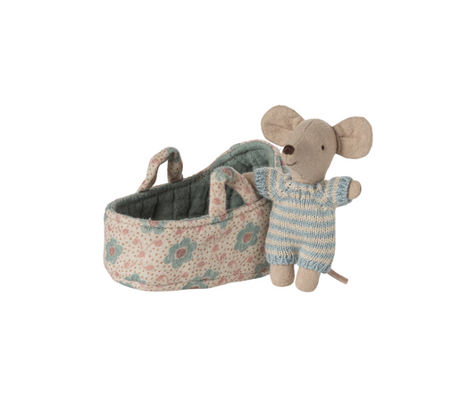 Maileg - Baby Mus i Bärlift Blå