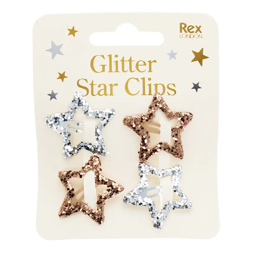Star Hair Clips Glitter