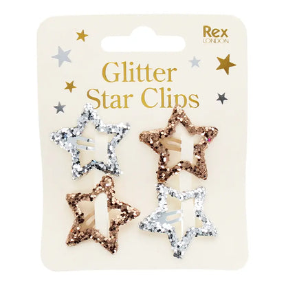 Star Hair Clips Glitter