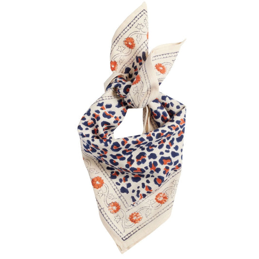 Scarf - Leopard Beige Navy