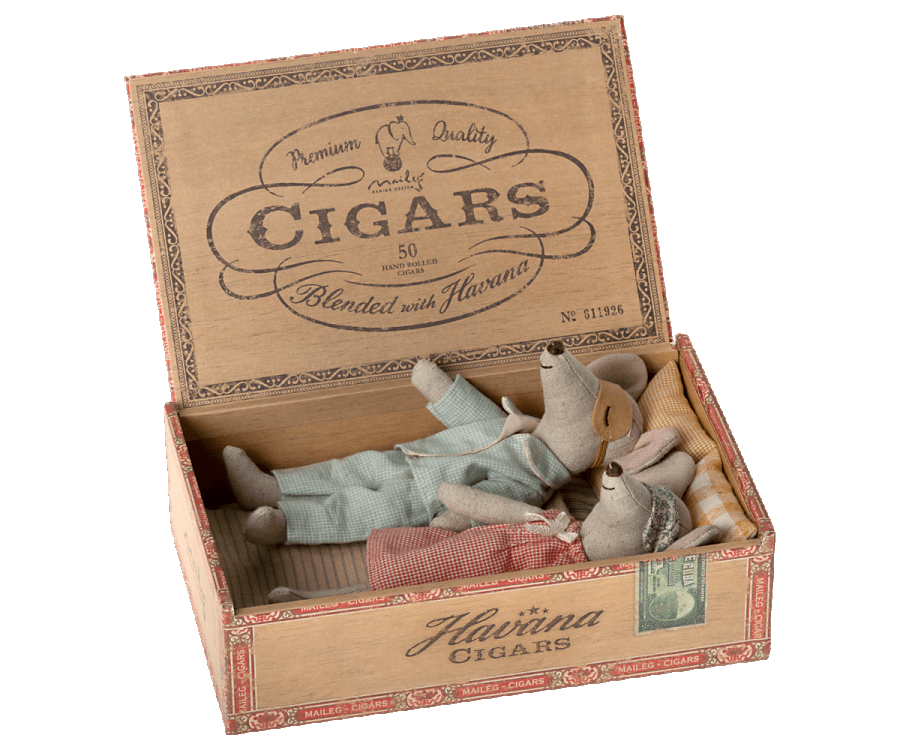 Maileg - Mamma och Pappamus i Cigarrlåda